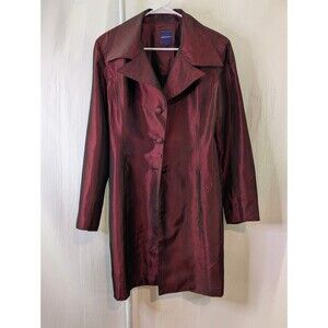 Women's Shimmer Trench Coat in Deep Wine - Classic Tailoring